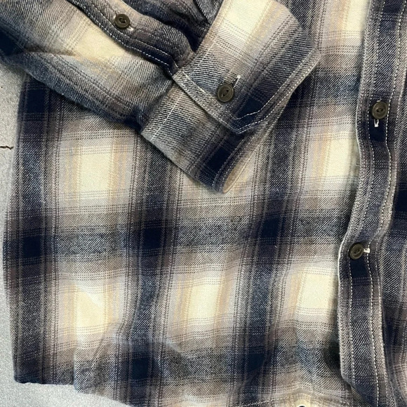[L] Treasure&Bond Trim Fit Blue Gray Plaid Cotton LS Button Shirt - Picture 4 of 9